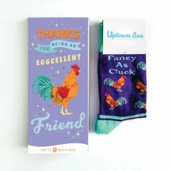 Uptown Sox Fancy As Cluck Greeting Card With Socks Combo