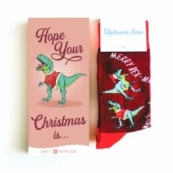 Uptown Sox Merry Rexmas Christmas Card And Unisex Socks Gift Set