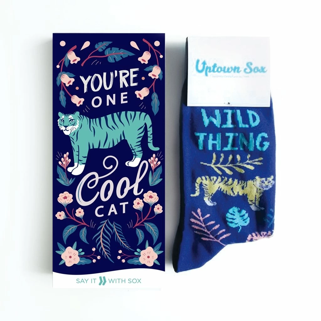 Uptown Sox One Cool Cat Greeting Card With Socks Combo 3 Uptown Sox One Cool Cat Greeting Card With Socks Combo