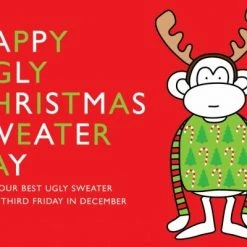Hug And Kiss Designs Ugly Christmas Sweater Day Postcard