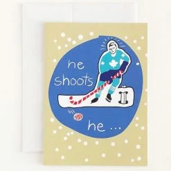 Greeting Cards Wendy Tancock He Shoots Hockey Xmas Card